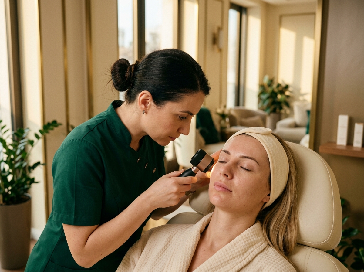 Consultație dermatologică cu dermatoscop
